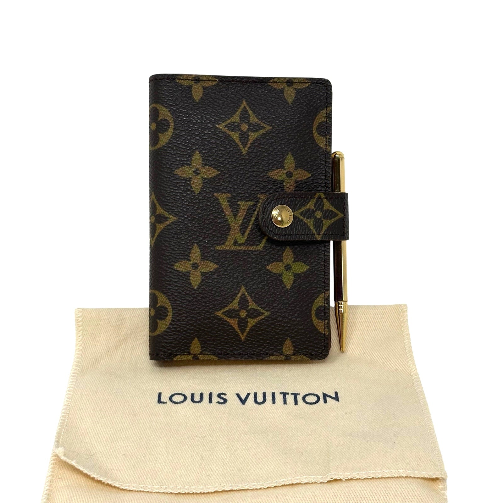 Louis Vuitton Monogram Mini Diary Cover Address Phone Book With Pencil