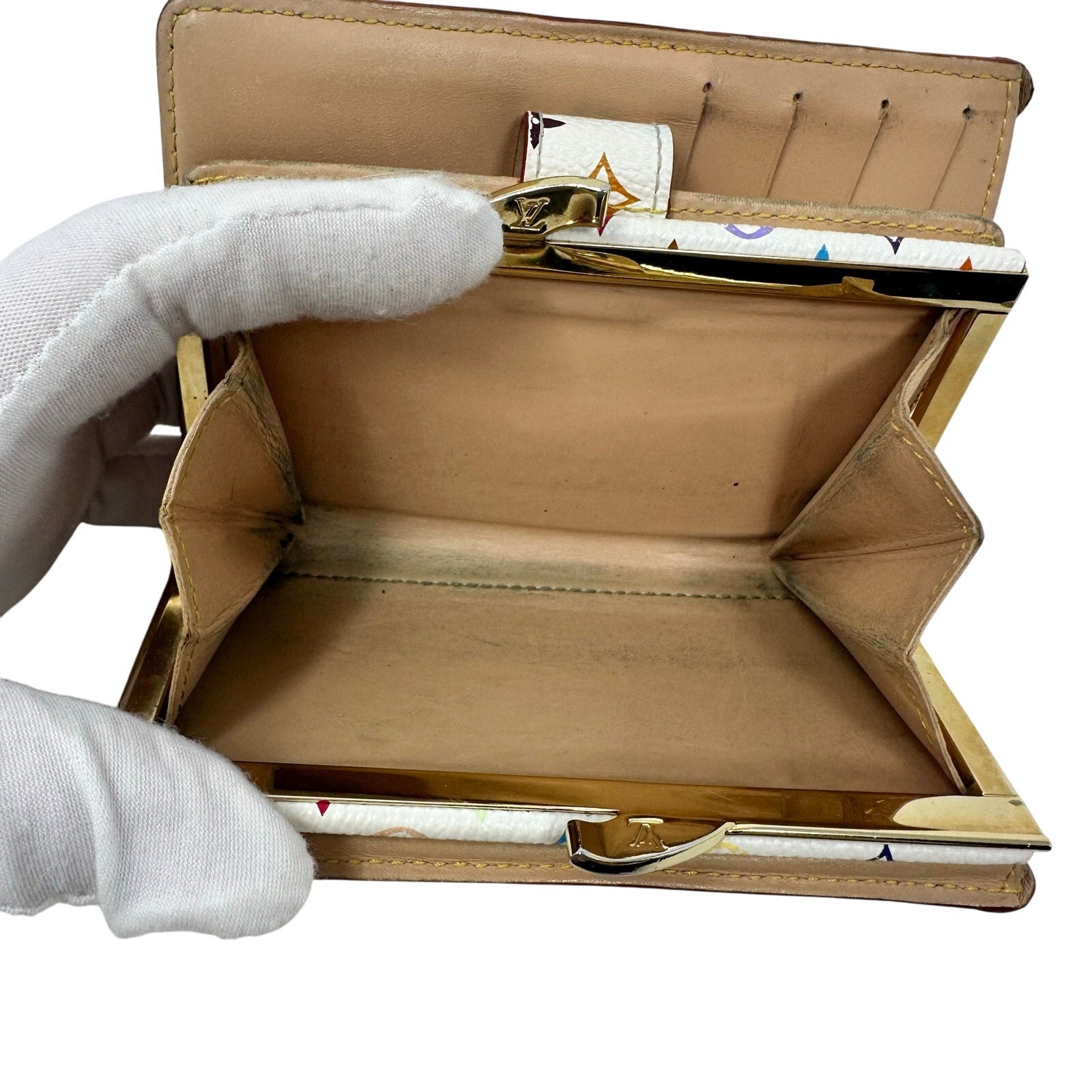 Louis Vuitton LV White Murakami Multicolor Monogram Kisslock Wallet