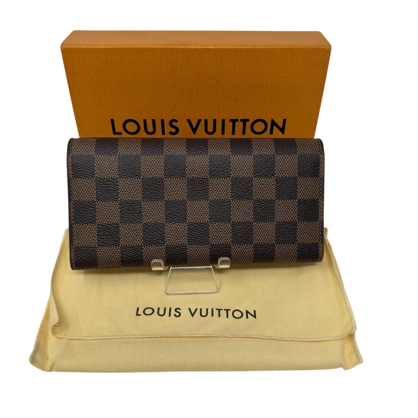 Louis Vuitton LV Damier Ebene Emilie Wallet Red