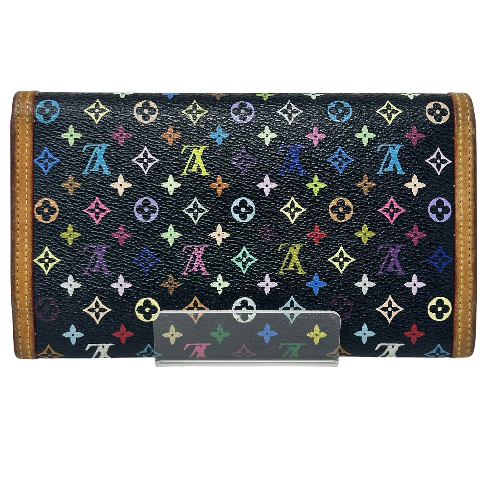Louis Vuitton LV Black Murakami Multicolor Monogram Sarah International Wallet