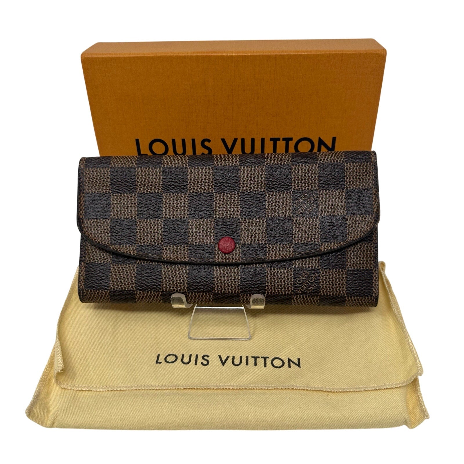 Louis Vuitton LV Damier Ebene Emilie Wallet Red