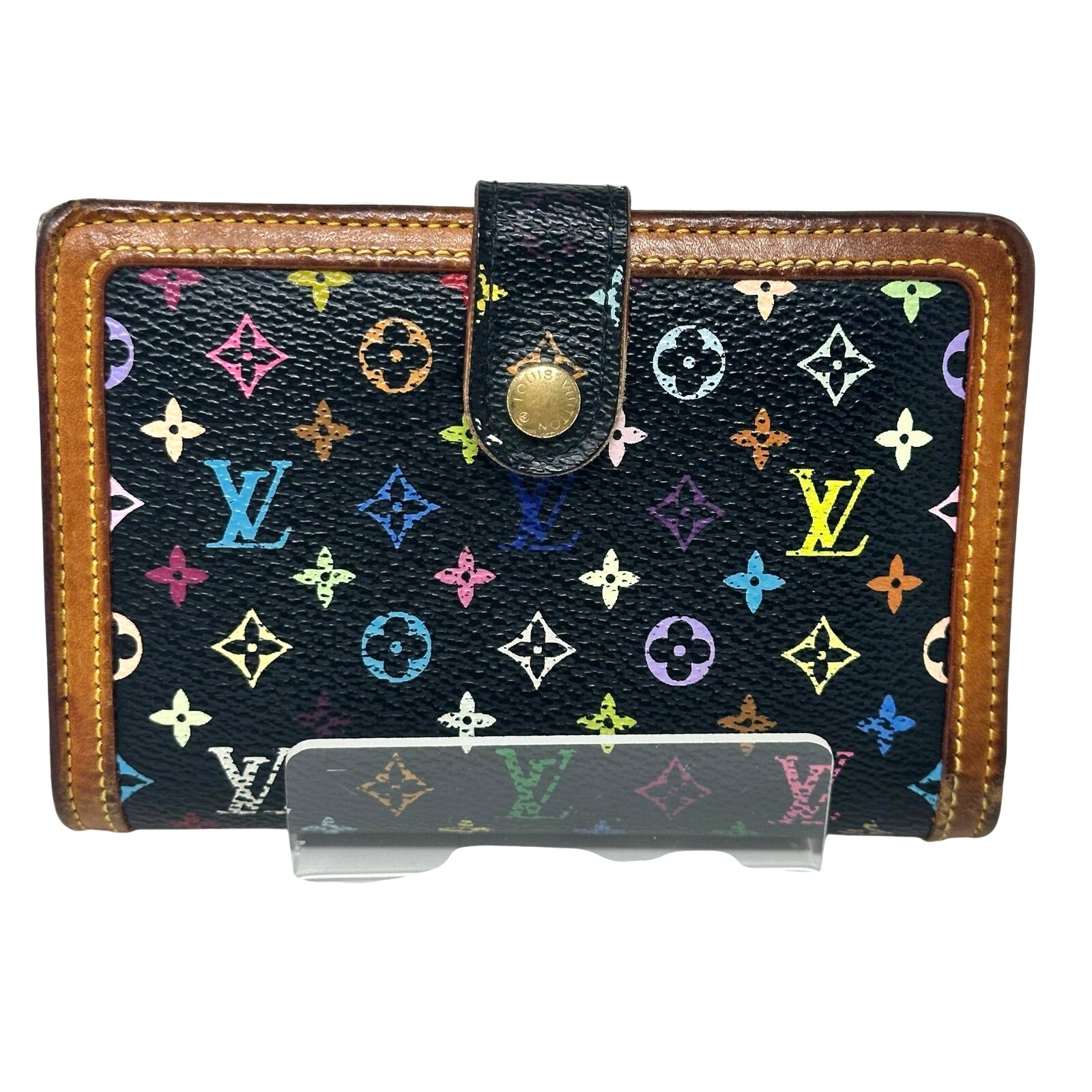 Louis Vuitton LV Black Murakami Multicolor Monogram Kisslock Wallet