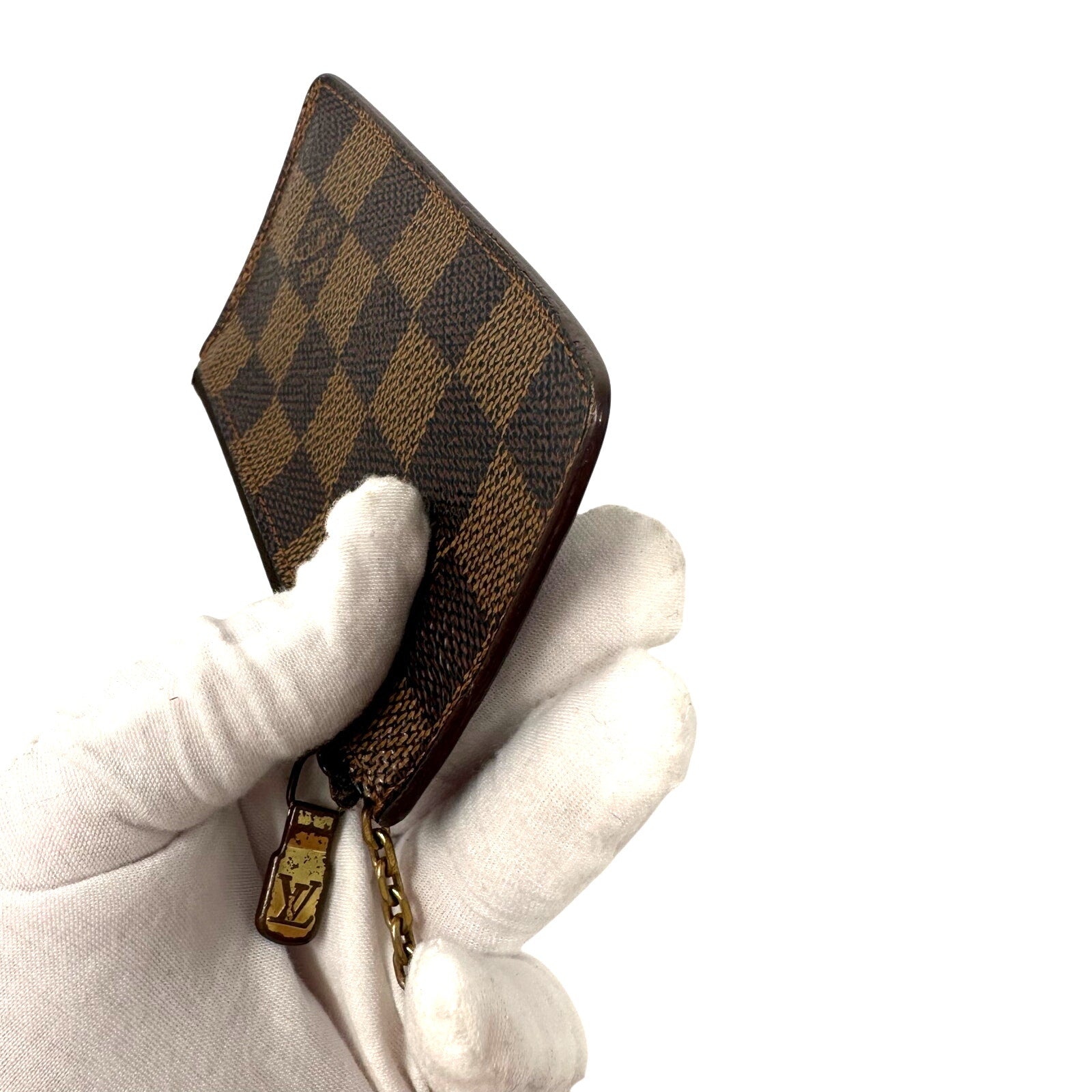 Louis Vuitton LV Damier Ebene Coin Pochette Cles Zii Key Pouch Keychain Limited Edition Solid Back