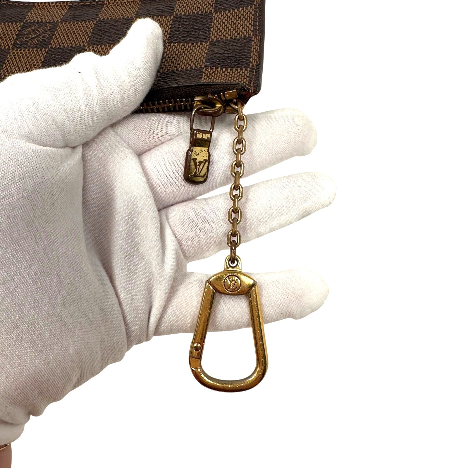 Louis Vuitton LV Damier Ebene Coin Pochette Cles Zii Key Pouch Keychain Limited Edition Solid Back