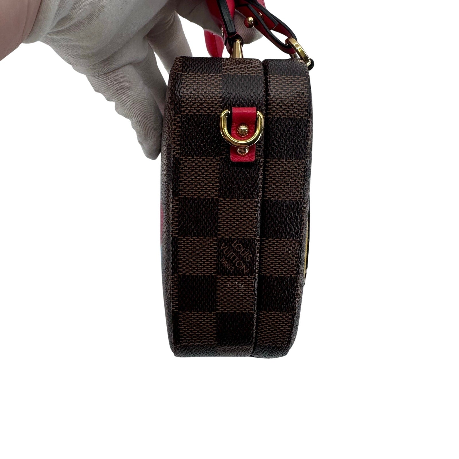 Louis Vuitton LV Damier Ebene Stories Box Trunk Crossbody Bag With Patches Full Set