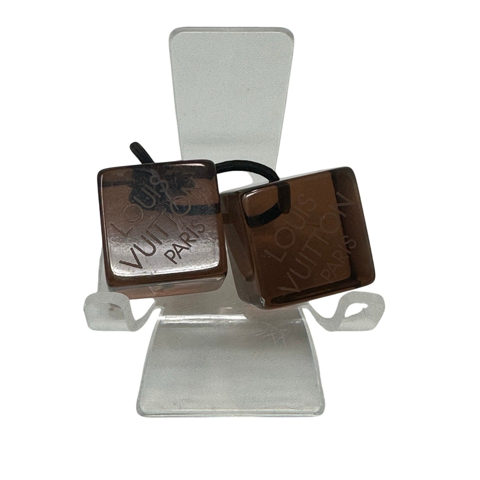 Louis Vuitton LV Transparent Hair Tie Bobbles Clear Brown