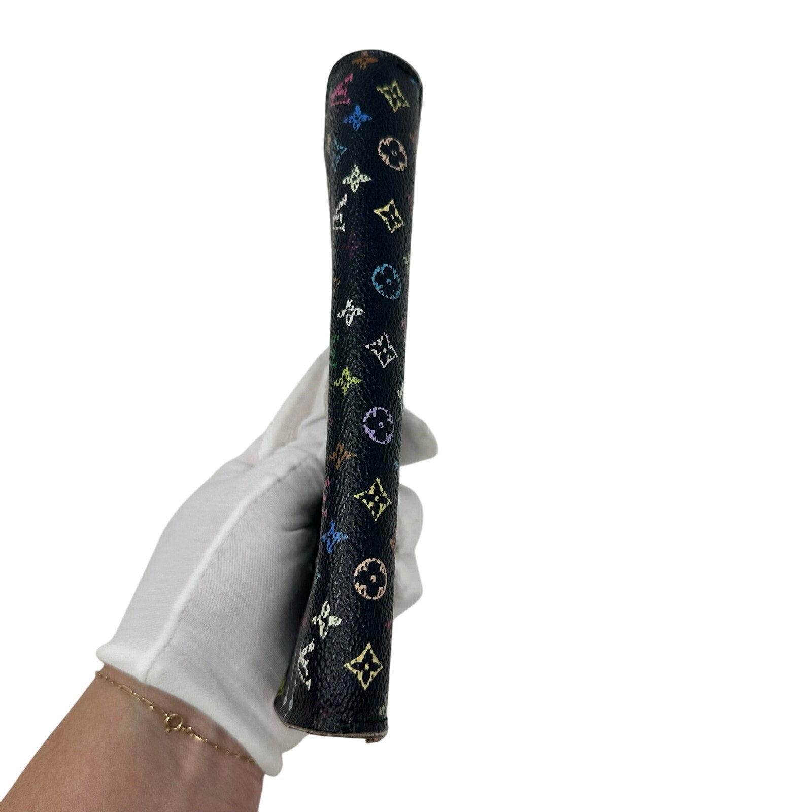 Louis Vuitton LV Black Murakami Multicolor Monogram Long Sarah Wallet Beige Interior