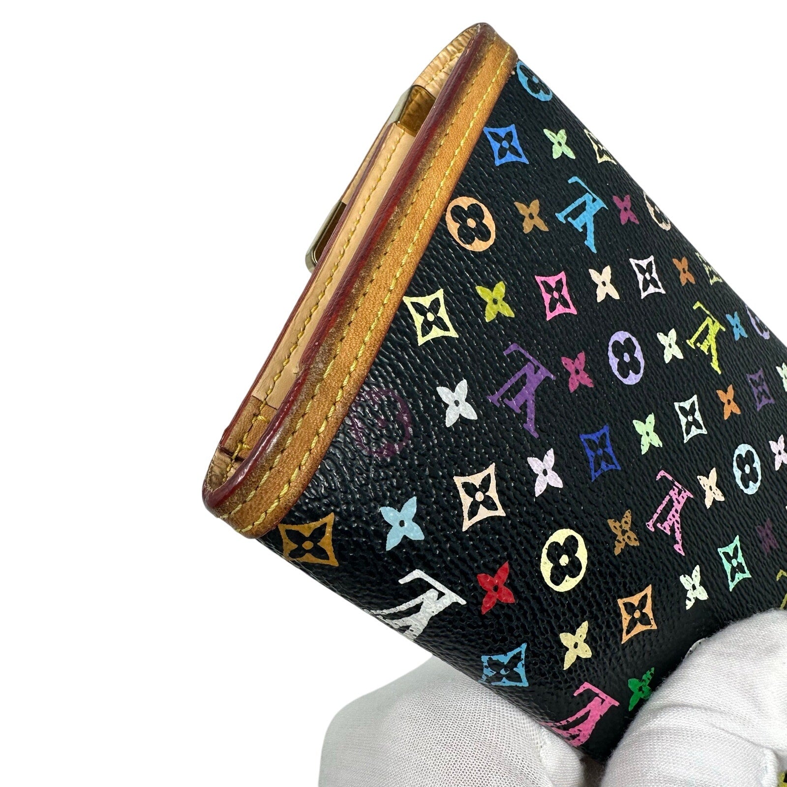 Louis Vuitton LV Black Murakami Multicolor Monogram Sarah International Wallet