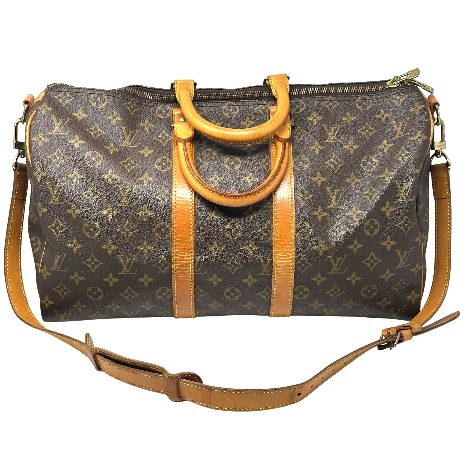 Louis Vuitton LV Monogram Keepall 45 Bandoulier Bando Bag Duffle