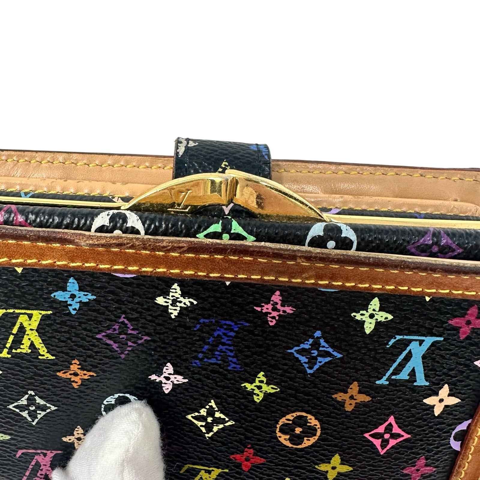 Louis Vuitton LV Black Murakami Multicolor Monogram Kisslock Wallet