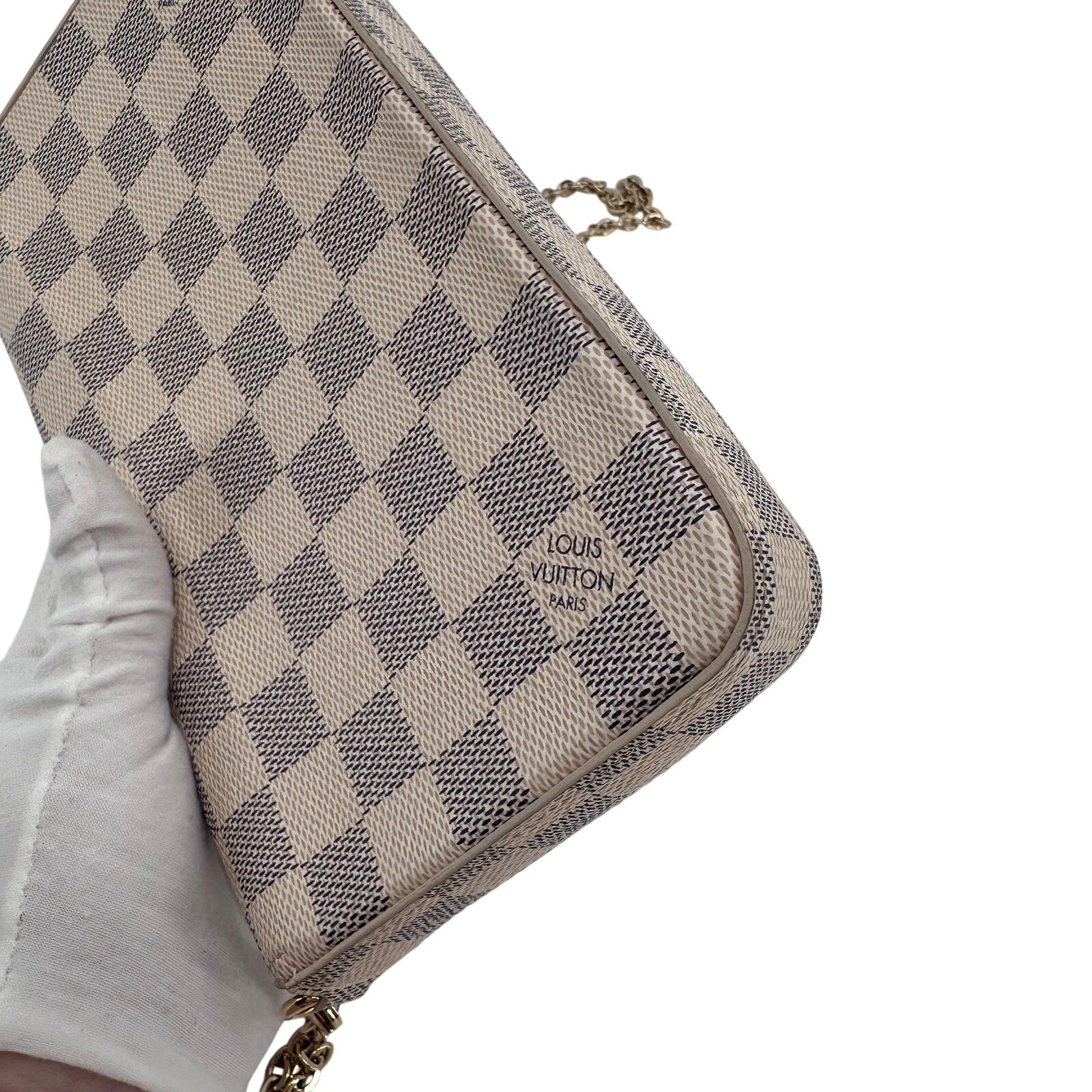Louis Vuitton LV Damier Azur Felicie Pochette Crossbody Bag Full Set