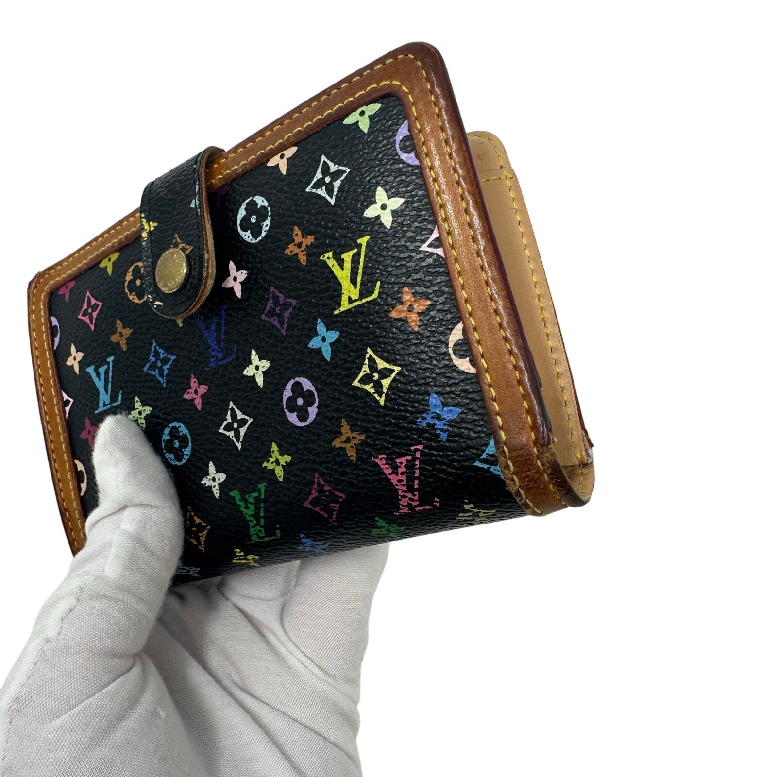 Louis Vuitton LV Black Murakami Multicolor Monogram Kisslock Wallet