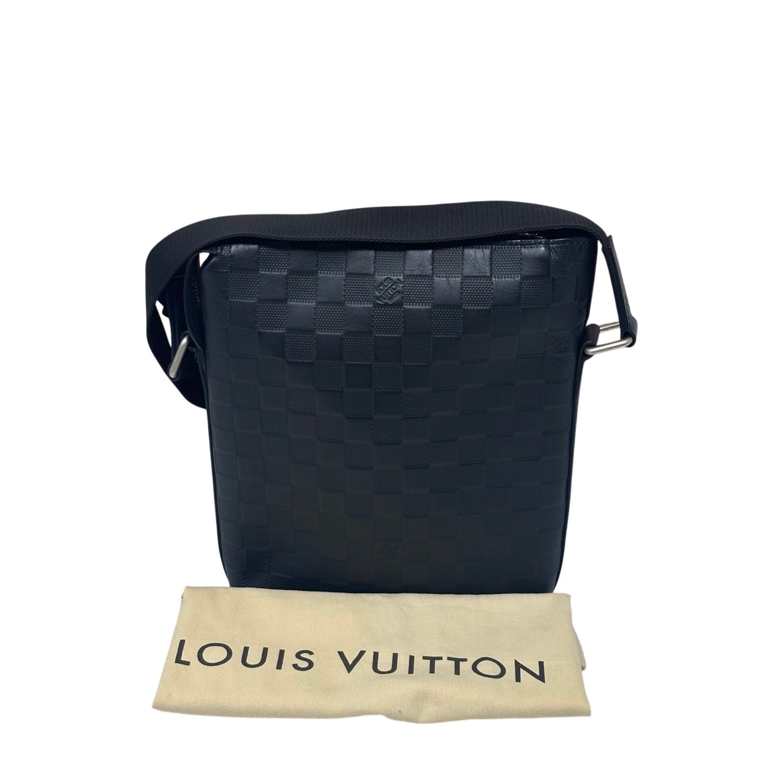 Louis Vuitton LV Discovery Damier Infini Black Leather Messenger BB Crossbody Bag