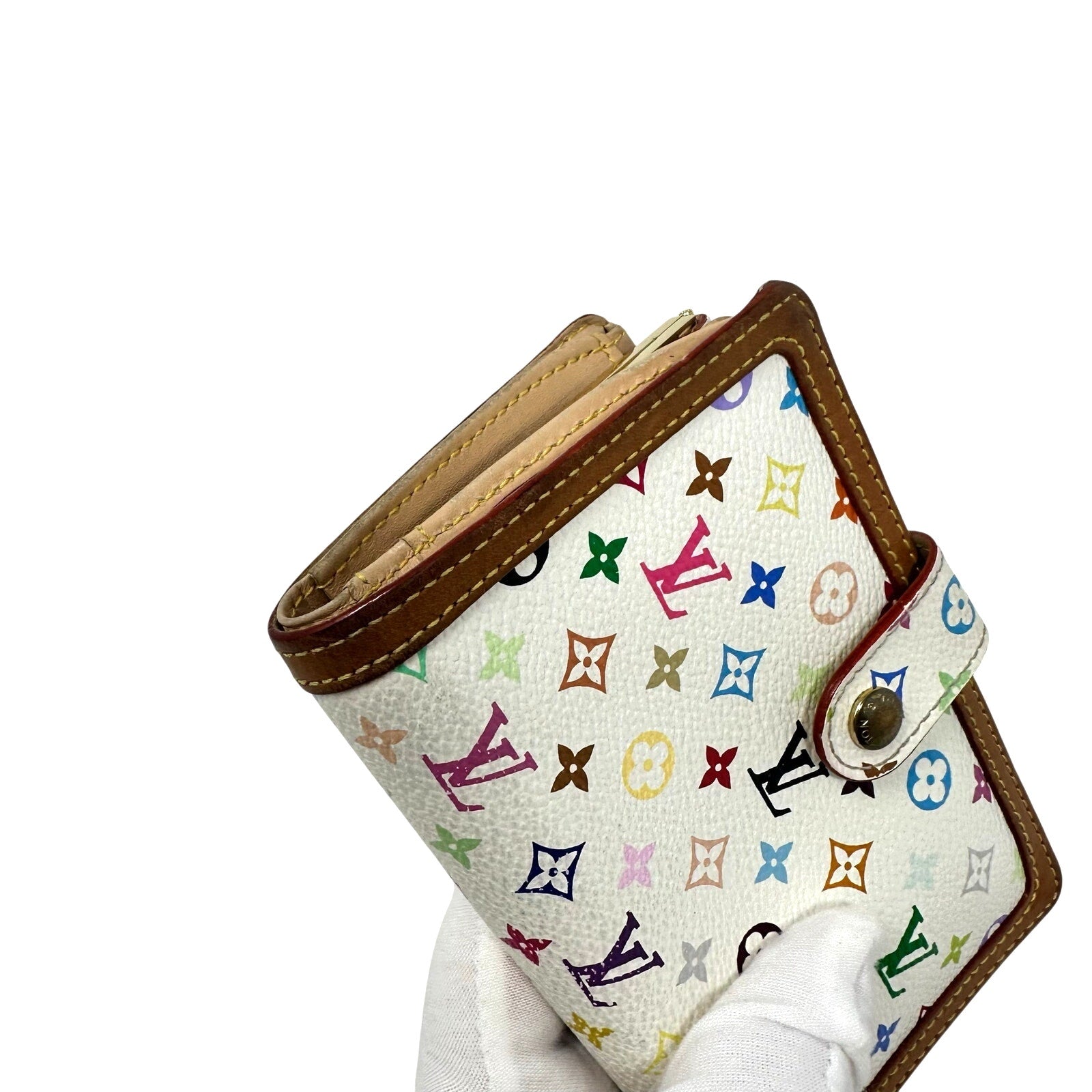 Louis Vuitton LV White Murakami Multicolor Monogram Kisslock Wallet