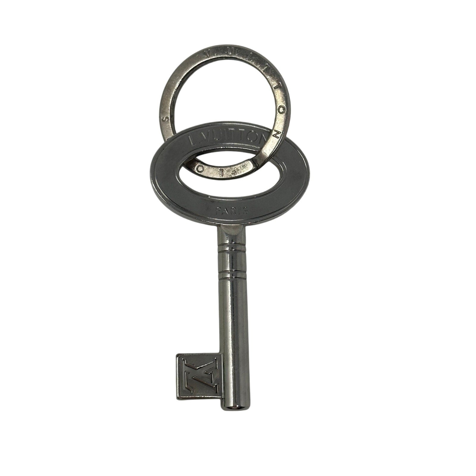 Louis Vuitton LV Porte Cles Travel Key Holder Keychain Silver