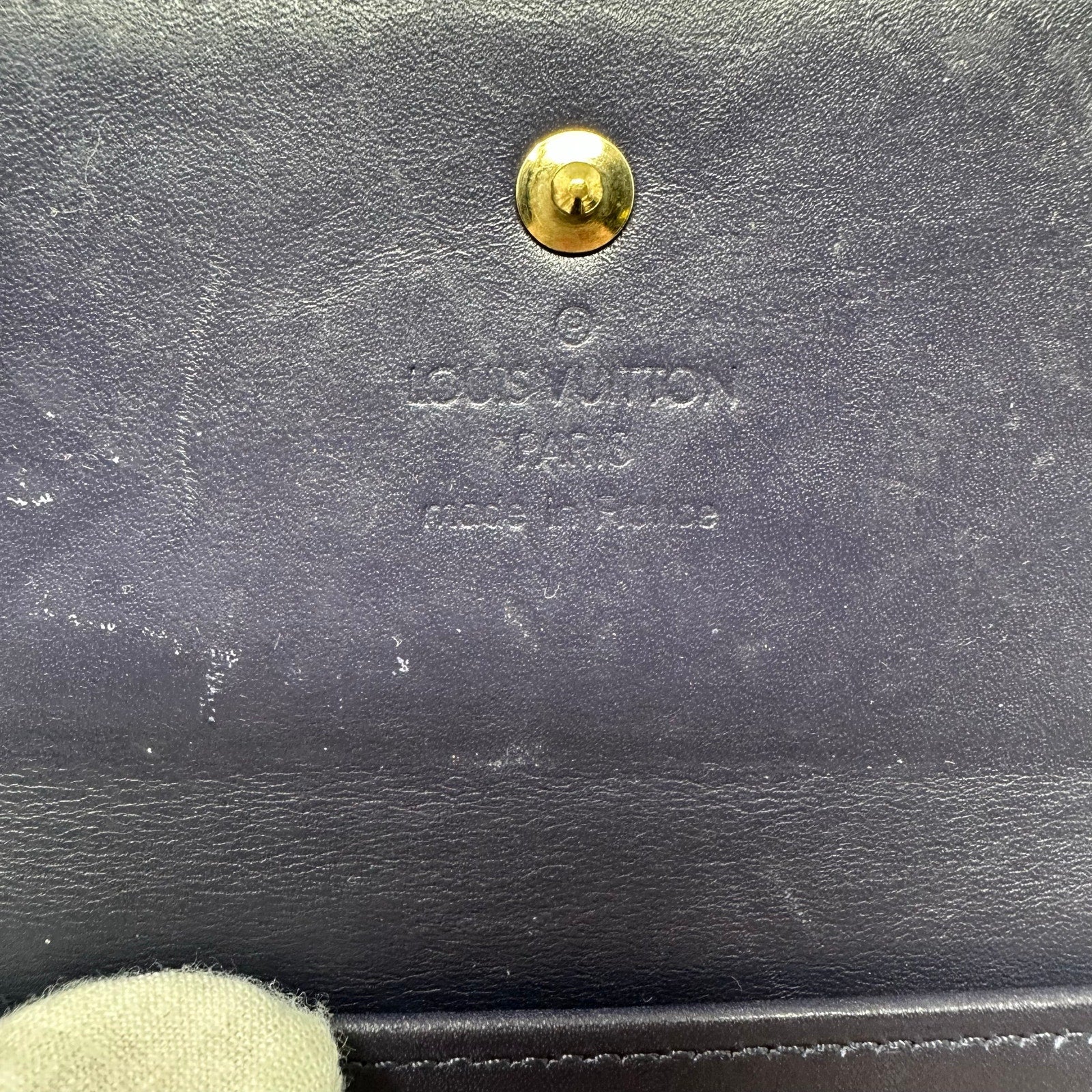 Louis Vuitton LV Vernis Monogram Elise Wallet Pearl Steel Blue