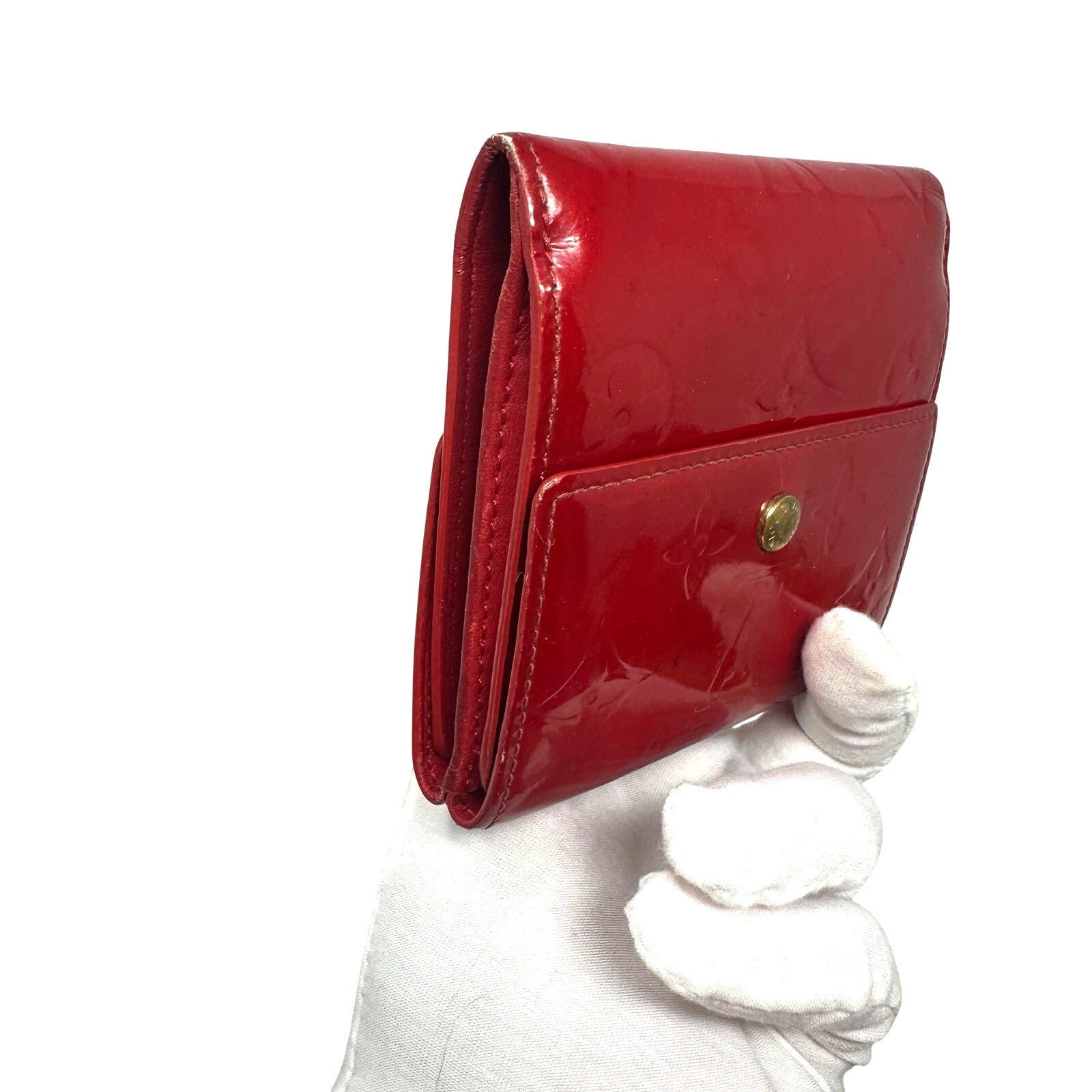 Louis Vuitton LV Vernis Monogram Elise Wallet Red