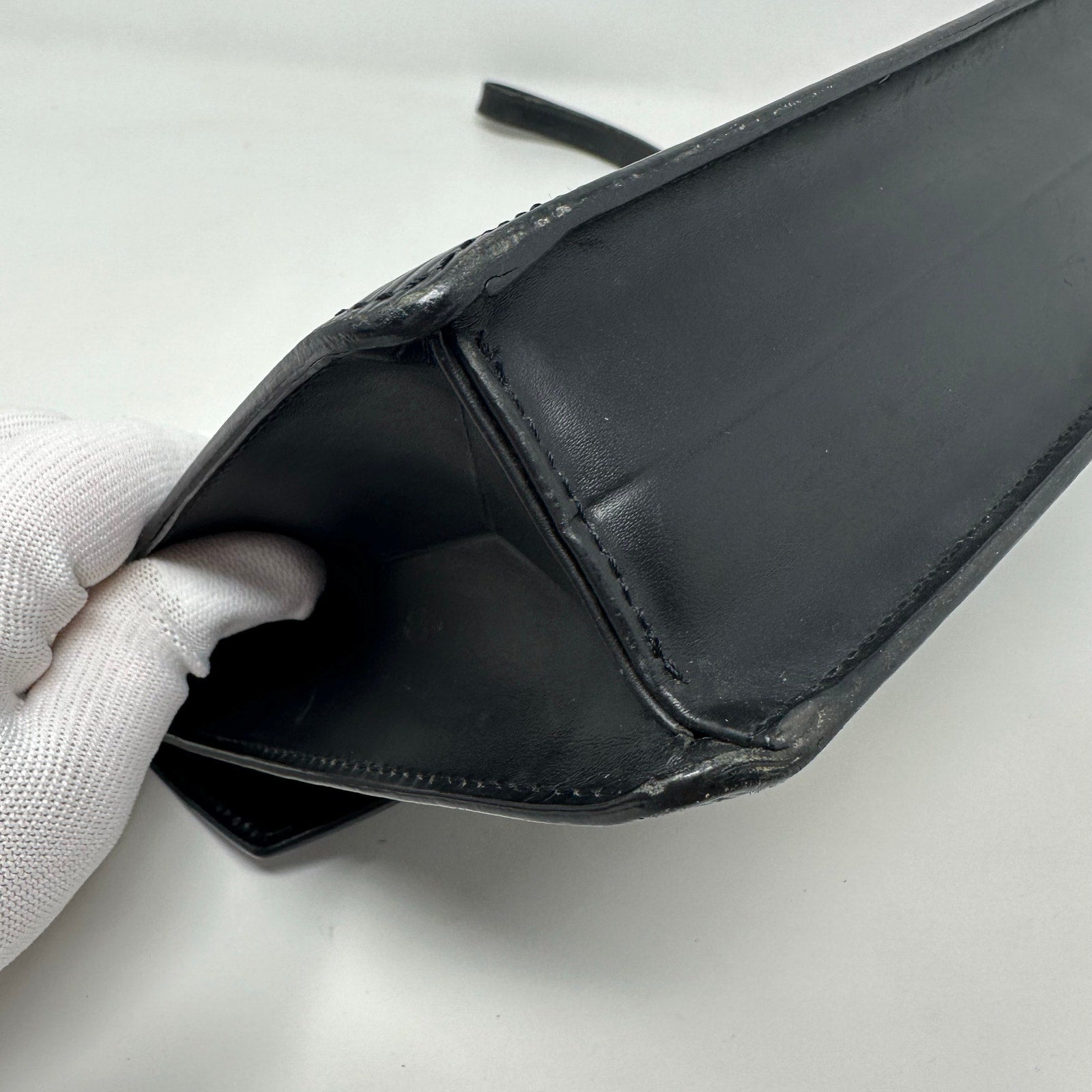 Louis Vuitton LV Epi Leather Pochette Sellier Dragonne Clutch Bag Black