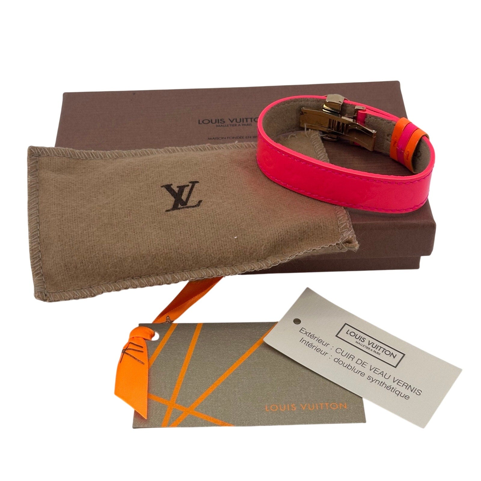 Louis Vuitton LV Monogram Vernis Good Luck Bracelet Robert Wilson Limited Edition Neon Pink Rare