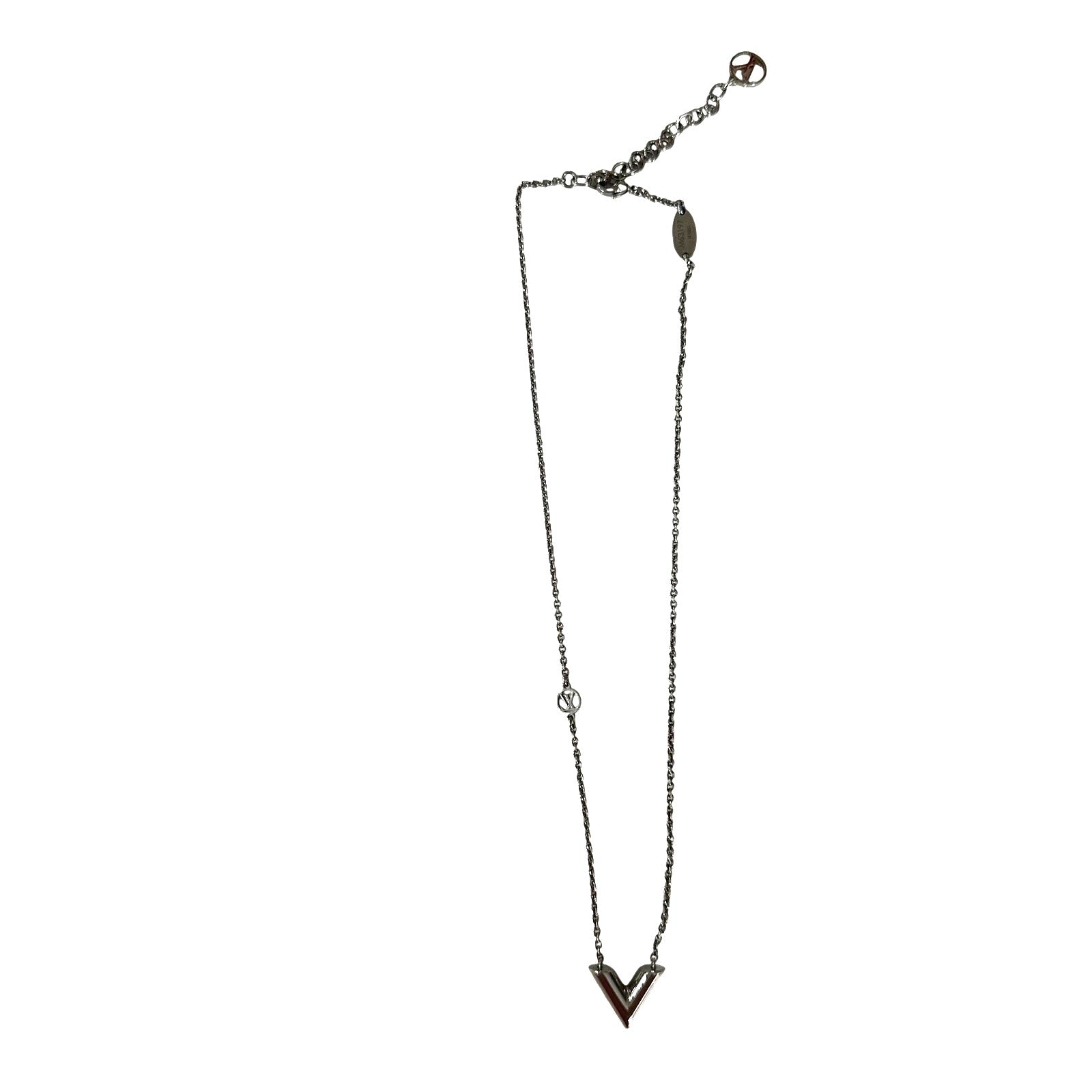 Louis Vuitton LV Essential V Necklace Silver Tone