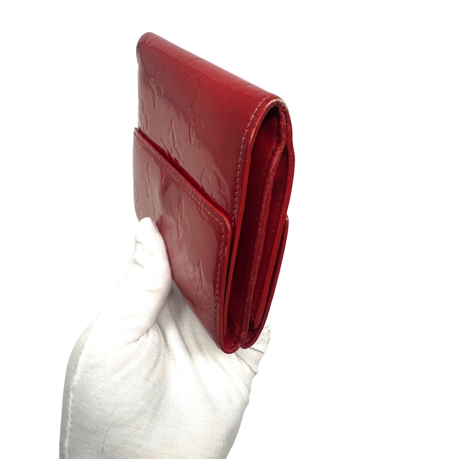 Louis Vuitton LV Vernis Monogram Elise Wallet Red