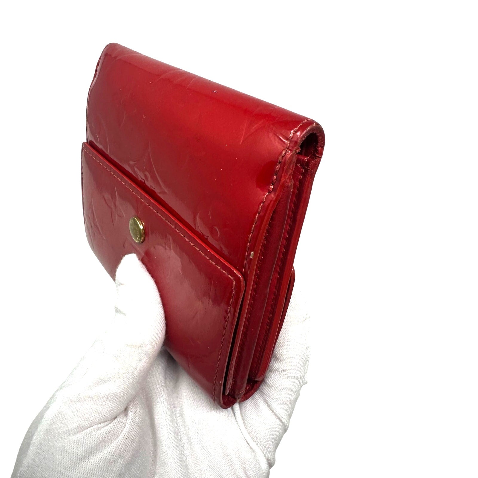 Louis Vuitton LV Vernis Monogram Elise Wallet Red