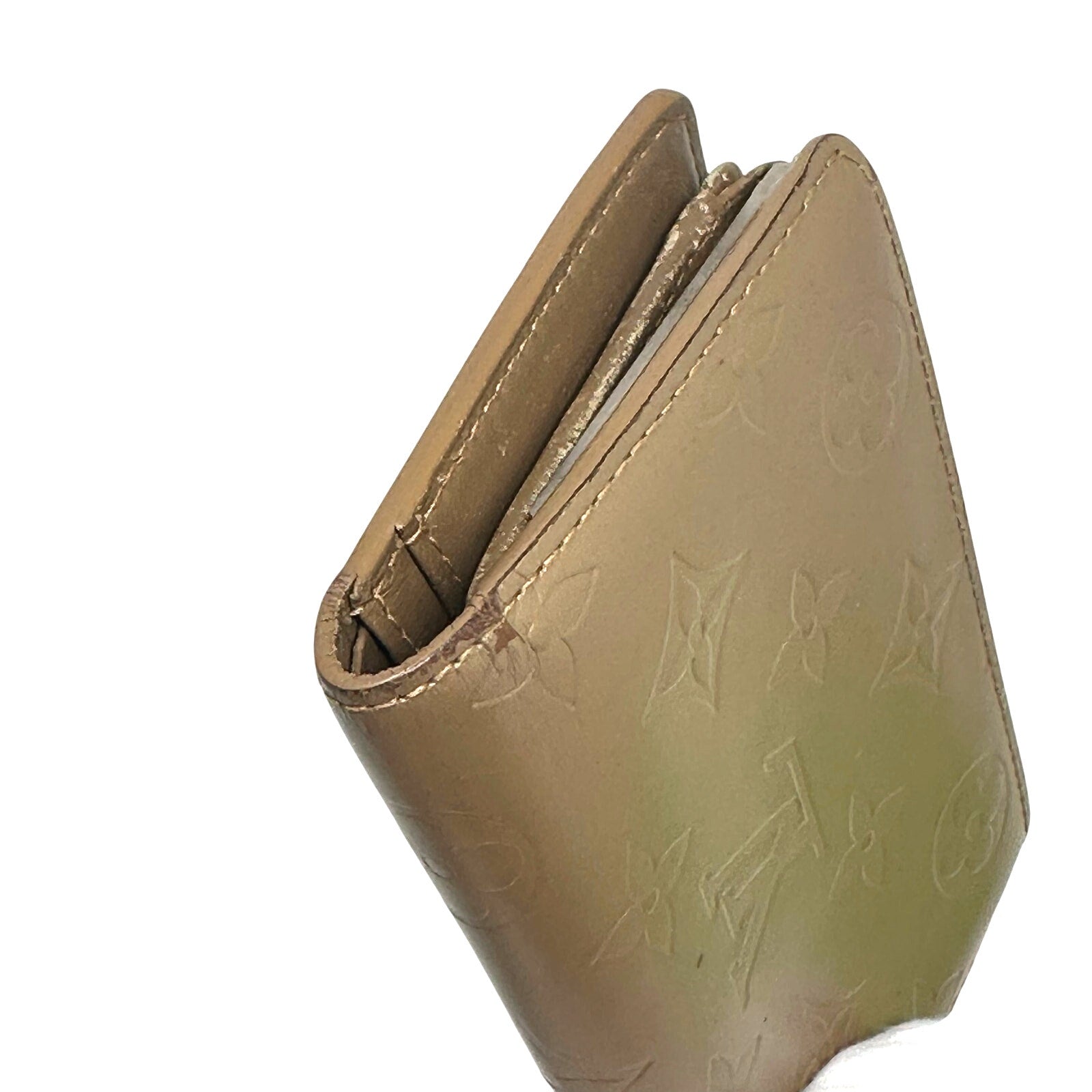 Louis Vuitton LV Vernis Monogram Mat Tan Kisslock Wallet