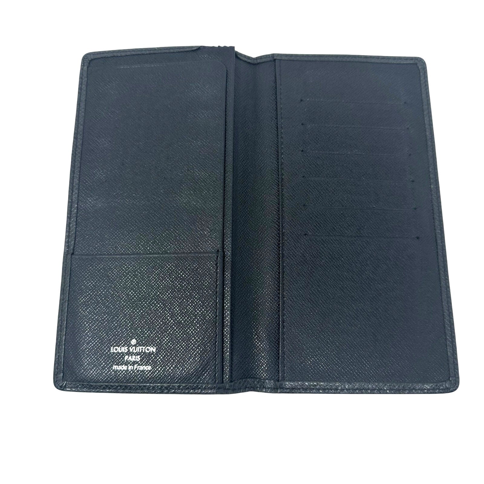 Louis Vuitton LV Taiga Leather Portefeuille Brazza Ardoise Men's Wallet Black